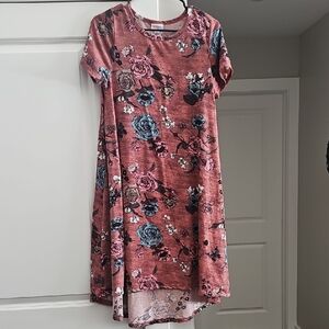 LuLaRoe Carly Dusty Rose Tunic Dress With Floral Pattern